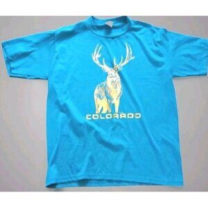 Vintage T-shirt Colorado Metalic Gold Screen Jerzees Turquoise 1988 Men's XL